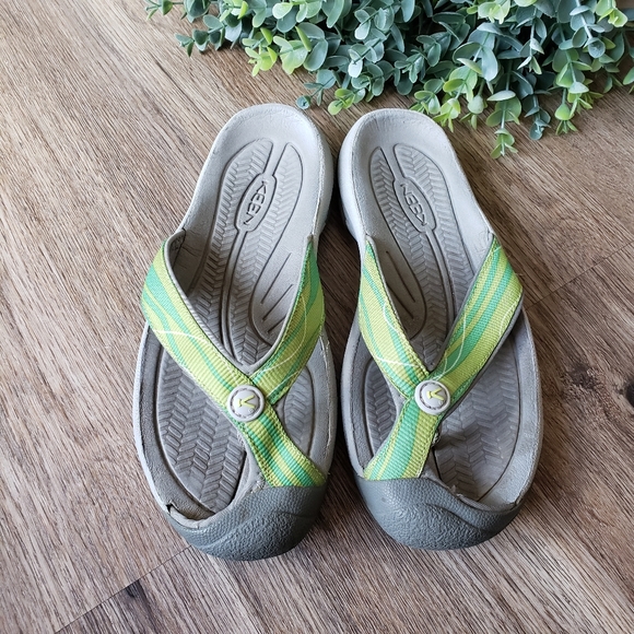 Keen Shoes Keen Waimea H2 Green Gray Comfort Womens Flip Flops